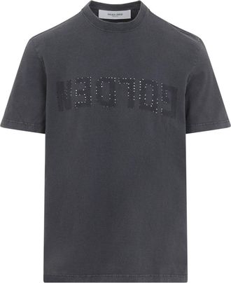 Golden Goose Gray Cotton Golden Regular T-Shirt-Uomo