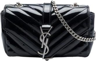 Saint Laurent Pre-owned Quilted Patent Leather Crossbody Bag - Dames - Vintage Schoudertas - Zwart - ONE Size - Leer - Vintage