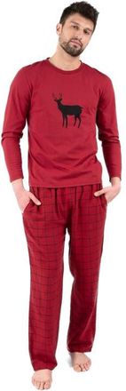 Leveret Mens Cotton Top & Flannel Pants Printed Holiday Pajama Set in Reindeer at Nordstrom, Size Xxx-Large