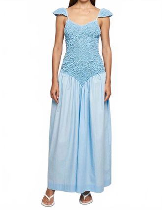 S/W/F Cap Sleeve Mottled Maxi Dress In Sky Blue