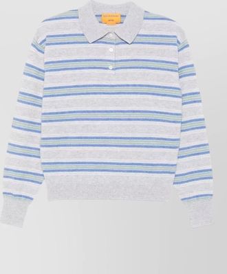 Guest In Residence cashmere striped ribbed long-sleeve polo jumper