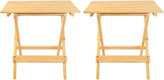 Casual Home Portable Solid Wood Folding Side Table 2-Piece Set - Natural