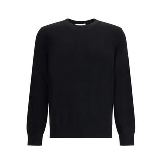 Alexander McQueen Alexander McQueen, Cashmere Knitwear, male, Black, Size: M Luxurious Cashmere Ribbed Crew Neck Sweater