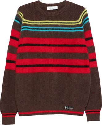 Lanvin Horizontal Stripe Knit Sweater With Crew Neck