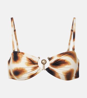 CHRISTOPHER ESBER Leopard-print ruched bikini top