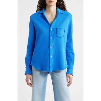 Frank & Eileen Eileen Relaxed Terry Button-Up Shirt in Lapis Blue at Nordstrom, Size X-Large