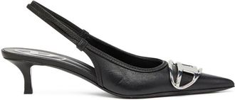 Diesel Black Leather Slingback Pumps