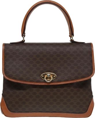 Celine Vintage Macadam Handbag Canvas And Leather Brown Canvas Handbag (Pre-Owned)