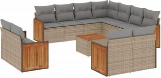 vidaXL Set De Sof&aacute;s De Jard&iacute;n 12 Pzas Y Cojines Rat&aacute;n Sint&eacute;tico Marr&oacute;n Vidaxl