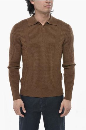 Paolo Pecora Virgin Wool Sweater With Polo Collar size M