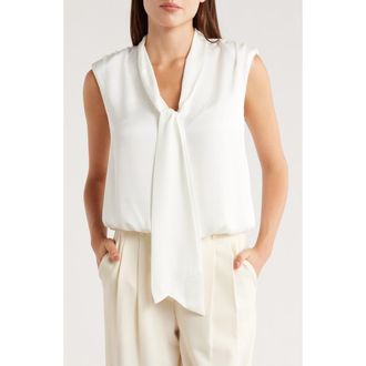 Ramy Brook Winnet Tie Neck Satin Sleeveless Top in Ivory at Nordstrom Rack, Size Xx-Small