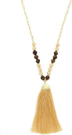 Olivia Welles Latte Tassel Pendant Necklace in Brown at Nordstrom Rack