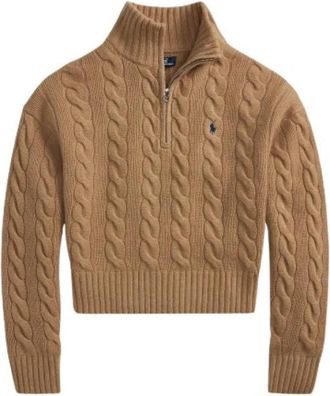 Polo Ralph Lauren Pull col camionneur demi zip - Dames - Coltruien - Bruin - S - Kasjmier - Truien & Vesten