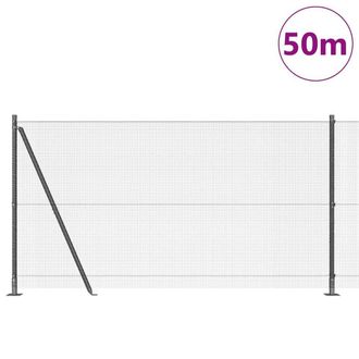 Berkfield Home Modern Welded Wire Fence with 13 Flanged Posts Grey 1.2x50 m Steel