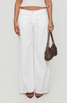 Princess Polly Vendi Low Rise Wide Leg Pants in White at Nordstrom, Size 12
