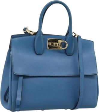 Ferragamo Pre-owned Handbag - Dames - Vintage Handtas - Blauw - ONE Size - Leer - Vintage