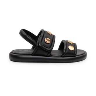 Pinko Flat Sandals, female, Black, Size: 11 US Flat Leather Sandals