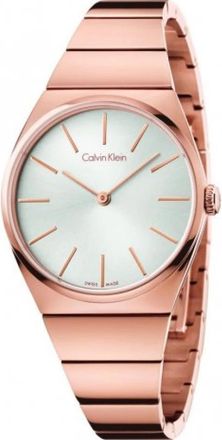 Calvin Klein Ros&eacute;gouden Quartz Horloge met Witte Wijzerplaat - Dames - Horloges - Bruin - ONE Size - Accessoires