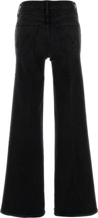 Mother Womens Black Stretch Denim The Roller Sneak Jeans Nero