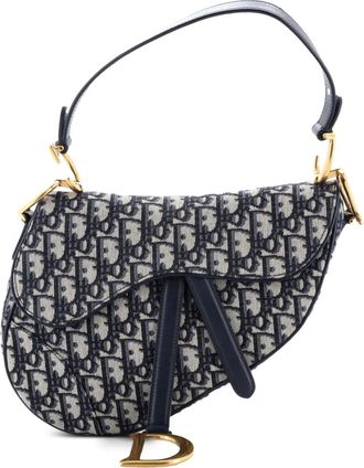 Dior Saddle Handbag Oblique Canvas Medium shoulder bag - Blauw
