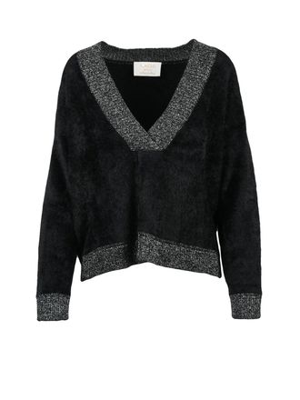 Kaos V-Neck Knit Lam&eacute; Sweater with Subtle Sparkle