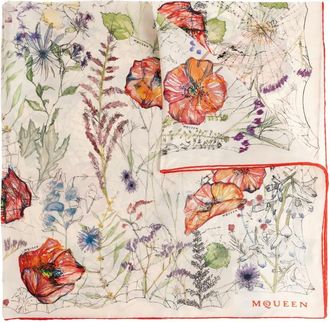Alexander McQueen floral-print scarf - Neutrals