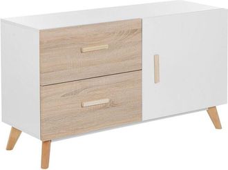Beliani Minimalist Sideboard with Doors and Shelves 2 Drawers Storage mdf White Fili