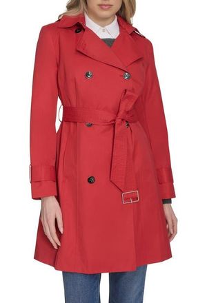 Cole Haan Water Resistant Trench Coat with Removable Hood in Red at Nordstrom, Size X-Small