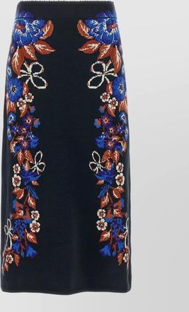 Farm Rio floral intarsia high-rise midi knit skirt
