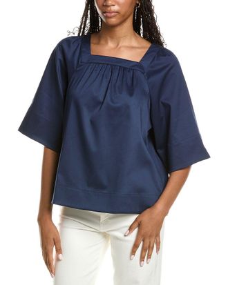 Foxcroft Violet Elbow-Sleeve Matte Top