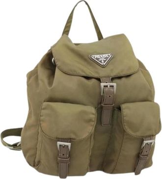 Prada Pre-owned Vintage Backpack - Dames - Vintage Rugzakken - Groen - ONE Size - Leer - Vintage