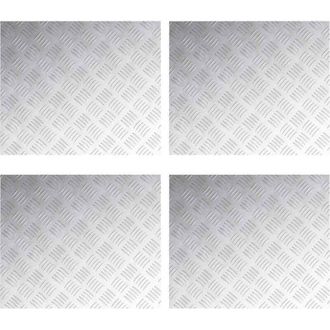 vidaXL Checker Plates 4 pcs Silver 60 x 50 cm Aluminium Vidaxl