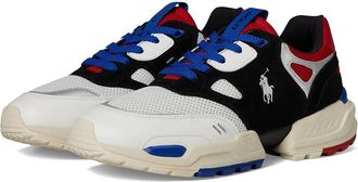 Polo Ralph Lauren Suede Leather Mesh-Polo Jgr Pp-Sneakers-Low Top Lace Mens Running Shoes Black/Sapphire Star/Rl2000 Red : 9.5 D - Medium