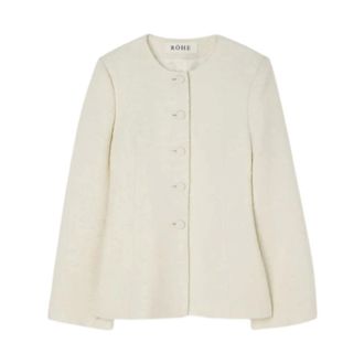 R&oacute;he Boucle Blazer met Vorm - Dames - Jassen - Beige - Maat: XS Wol