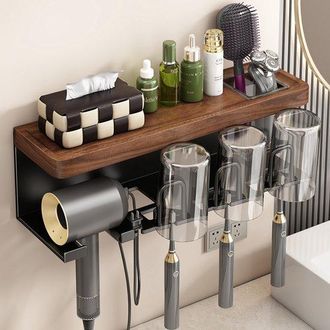OEM Estante De Almacenamiento Para Ba&ntilde;o, Instalaci&oacute;n Sin Taladrar, Soporte Para Cepillos De Dientes, Inodoro, Lavabo Y Secador De Pelo, Incluye Vasos