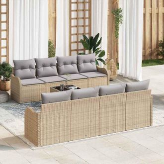 vidaXL Vidaxl - Conjunto De Sof&aacute; De Jard&iacute;n 9 Pcs Beige 55 X 55 X 37 Cm