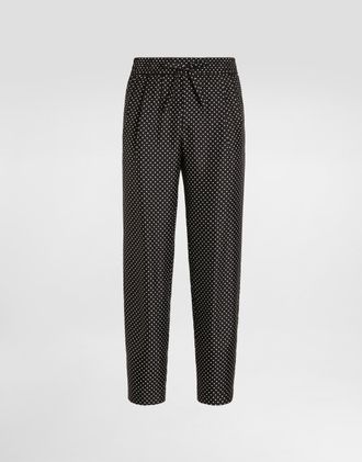 Dolce & Gabbana Polka Dot-print Silk Twill Trousers - Man Pants And Shorts Multicolor 46