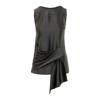 Loulou Studio Sleeveless Tops, female, Black, Size: XS Fonda Draped Top