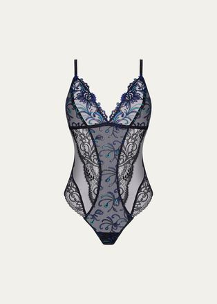 Lise Charmel Embroidered Lace & Tulle Bodysuit