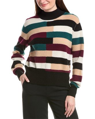 Elie Tahari Balloon Sleeve Mock Neck Cashmere Sweater