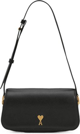 Ami Rectangular Smooth Gold-Emblem Silk-Nylon Shoulder Bag