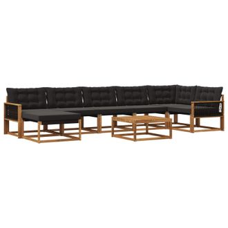 vidaXL Conjunto De Sof&aacute;s De Exterior Con Coj&iacute;n 8 Pcs Natural Y Negro Vidaxl