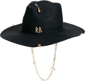 Ruslan Baginskiy Monogram Logo Wool Fedora in Black at Nordstrom, Size Medium