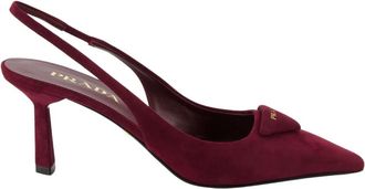 Prada Pumps, female, Red, Size: 6 US Suede Slingback Pumps