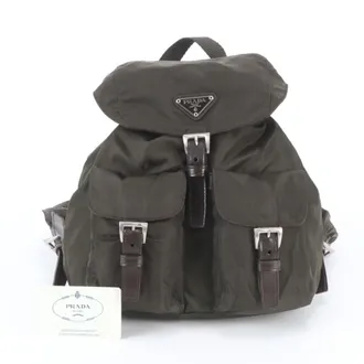 Prada Green Khaki Nylon Leather Backpack (Pre-Owned)