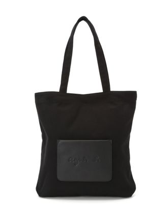 美品　agnes b. 牛革　トートバッグ　肩掛け　舟形　ブラック 新品 レディース 折りたたみ エコバッグ トートバッグ 肩掛け