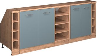Vicco Armario De Cocina Para Techo Inclinado R-line, Gris Azulado, 210 Cm Lote De 5 Carcasas De Armario 60 Cm De Profundidad, Vicco