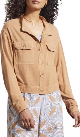 Tribal Cropped Jacket With Pockets In Carmel