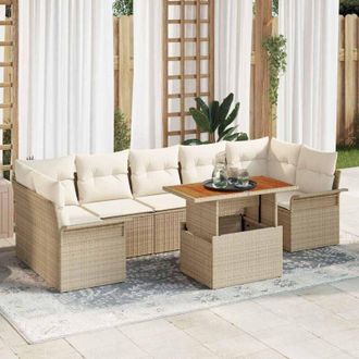 vidaXL Conjunto De Sof&aacute; De Jard&iacute;n 8 Pcs Beige Y Crema 100 X 55 X 73 Cm Vidaxl