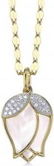 Allurez Mother of Pearl & Diamond Flower Pendant Necklace 14K Yellow Gold (1.80ct)